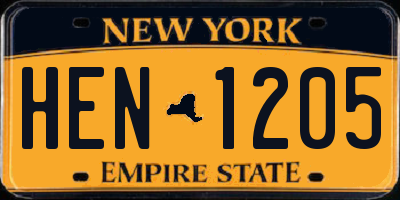 NY license plate HEN1205