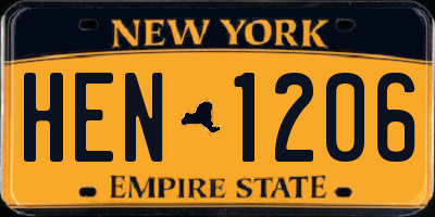 NY license plate HEN1206