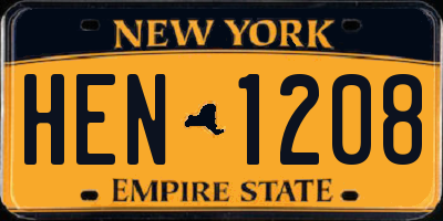 NY license plate HEN1208