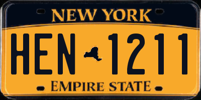 NY license plate HEN1211