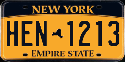 NY license plate HEN1213