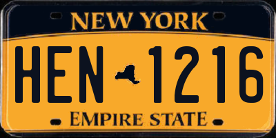 NY license plate HEN1216