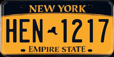 NY license plate HEN1217