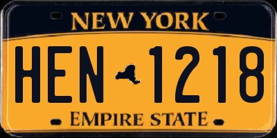 NY license plate HEN1218