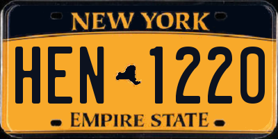 NY license plate HEN1220