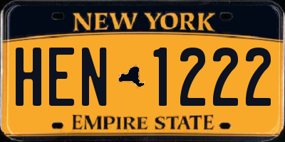 NY license plate HEN1222