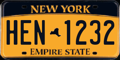 NY license plate HEN1232