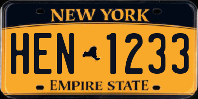 NY license plate HEN1233