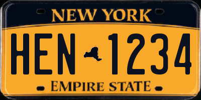 NY license plate HEN1234