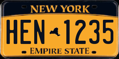 NY license plate HEN1235