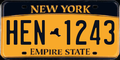 NY license plate HEN1243
