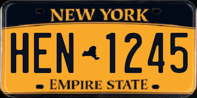 NY license plate HEN1245