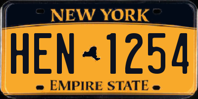NY license plate HEN1254
