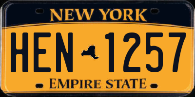 NY license plate HEN1257