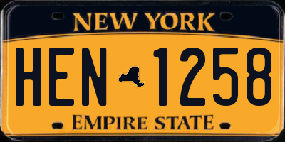 NY license plate HEN1258