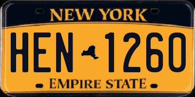 NY license plate HEN1260