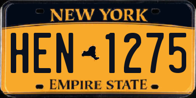 NY license plate HEN1275