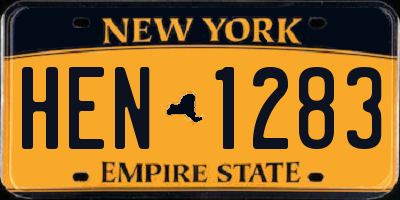 NY license plate HEN1283