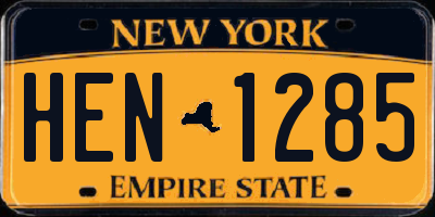 NY license plate HEN1285