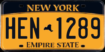NY license plate HEN1289