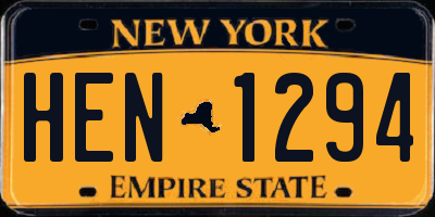 NY license plate HEN1294