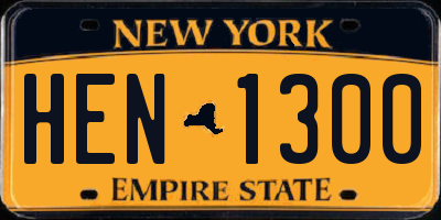 NY license plate HEN1300