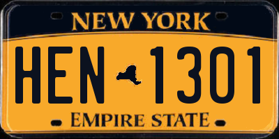 NY license plate HEN1301