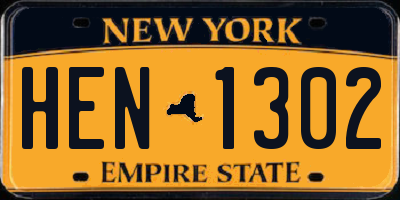 NY license plate HEN1302