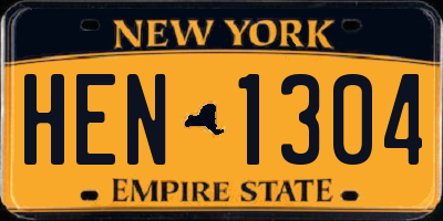 NY license plate HEN1304