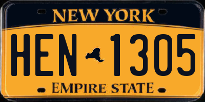 NY license plate HEN1305