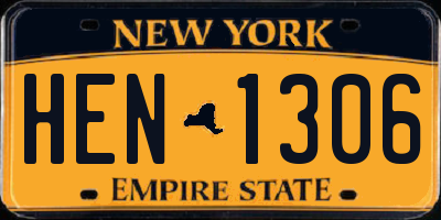 NY license plate HEN1306