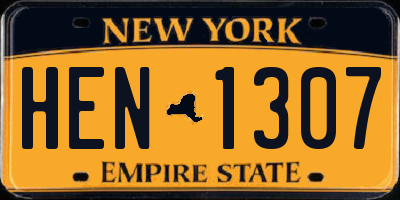 NY license plate HEN1307
