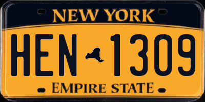 NY license plate HEN1309