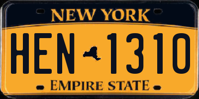 NY license plate HEN1310