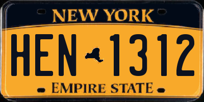 NY license plate HEN1312