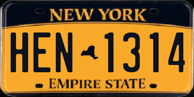 NY license plate HEN1314