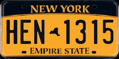 NY license plate HEN1315