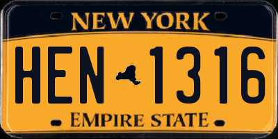 NY license plate HEN1316