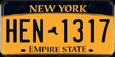 NY license plate HEN1317
