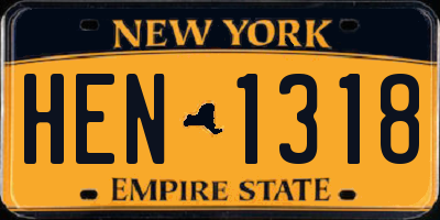 NY license plate HEN1318
