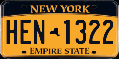 NY license plate HEN1322