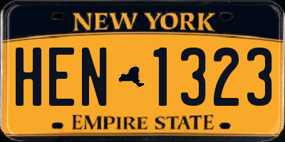 NY license plate HEN1323