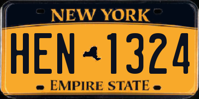 NY license plate HEN1324