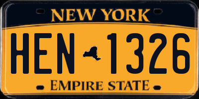 NY license plate HEN1326