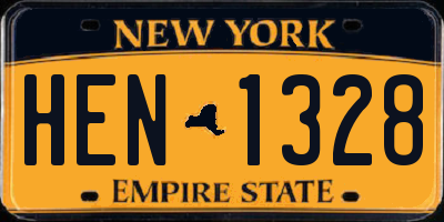 NY license plate HEN1328