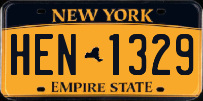 NY license plate HEN1329