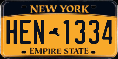 NY license plate HEN1334