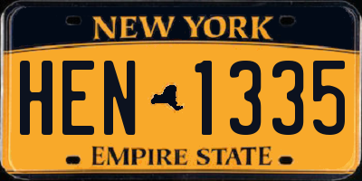 NY license plate HEN1335