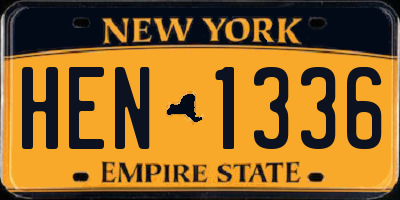 NY license plate HEN1336