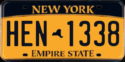 NY license plate HEN1338